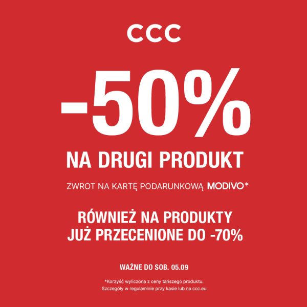 promocja ccc -50% na drugi produkt galeria sudecka